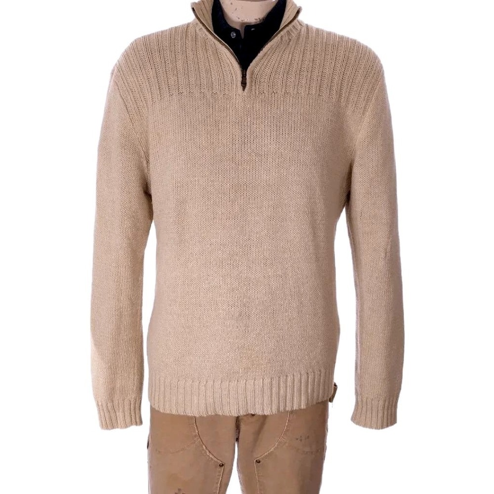 Polo Ralph Lauren Mens Vintage Linen Cotton Ribbed Quarter Zip Sweater Sz L EUC